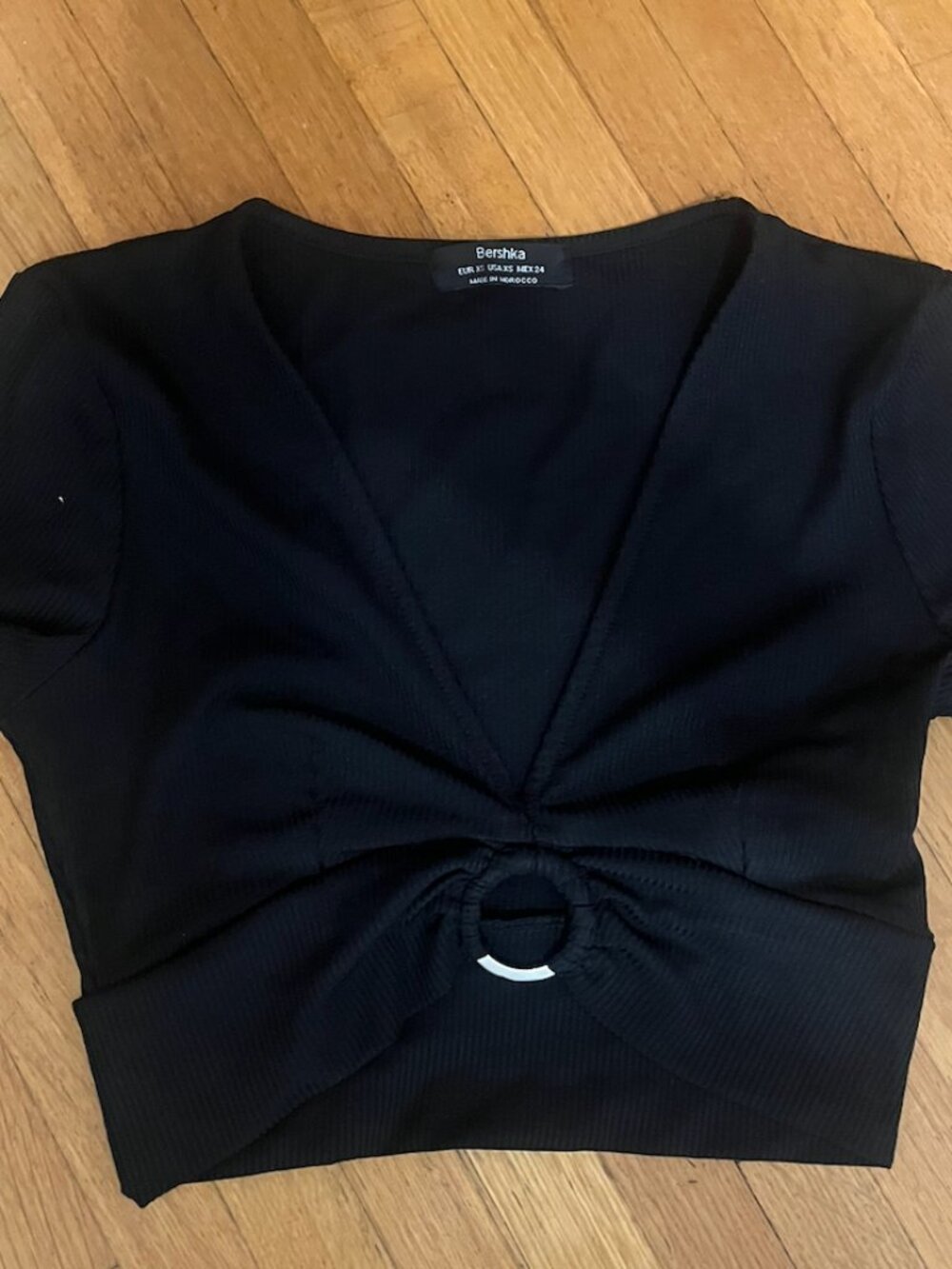Black Bershka Crop Top with Ring Detail